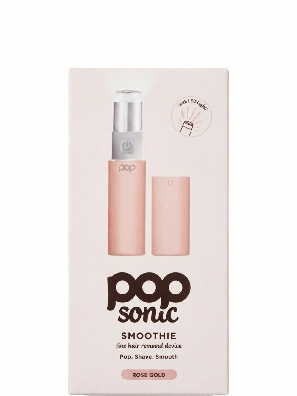 NWT Pop Sonic Smoothie Fine Hair Removal Device Rose Gold LED Light